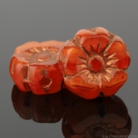 Hibiscus Flower (7mm) Burnt Orange Opaline with Copper Wash
