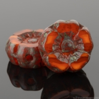 Hibiscus Flower (7mm) Orange Opaline Mix with Picasso Finish