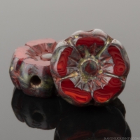 Hibiscus Flower (7mm) Red Opaline with Picasso Finish