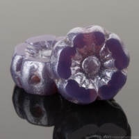 Hibiscus Flower (7mm) Deep Purple Opaline with Silver Luster