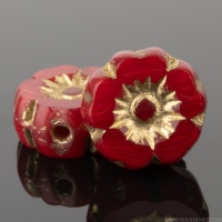 Hibiscus Flower (7mm) Red Opaline with Gold Wash