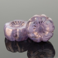 Hibiscus Flower (7mm) Lavender Purple Opaline with Bronze Finish