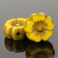 Hibiscus Flower (7mm) Yellow Opaque with Bronze Finish
