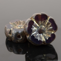 Hibiscus Flower (10mm) Dark Purple Opaline with Metallic Picasso Finish