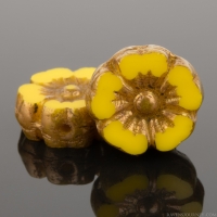 Hibiscus Flower (10mm) Marigold Yellow Opaque with Bronze Finish