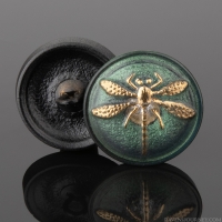 (18mm) Round Dragonfly Tourmaline Green with Gold Paint