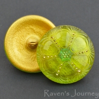(27mm) Round Wheel Olivine Green with Gold Paint