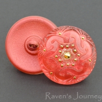 (27mm) Round Spiral Salmon Pink with Gold Paint