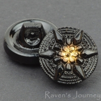 (18mm) Round Star Jet Black with Gold Paint