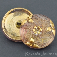 (27mm) Round Spiral Flower Bronze Luster with Gold Paint