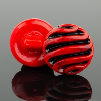 (14mm) Round Wave Design Red Opaque with Black Wash