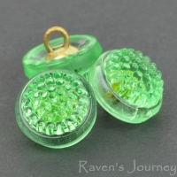 (12mm) Round Berry Button Green Transparent