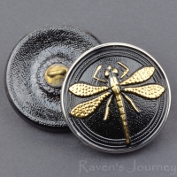 (23mm) Round Dragonfly Jet with Gold and Platinum Paint