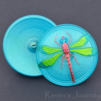 (41mm) Round Dragonfly Aqua with Painted Dragonfly