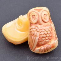 (19x12mm) Owl Ivory with Copper Wash