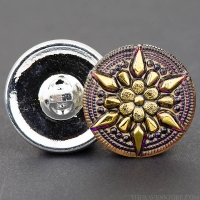 (27mm) Round Star Blue/Purple Iridescent with Gold Paint