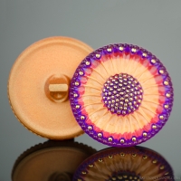 (32mm) Round Sunflower Gold, Red, Purple with Gold Paint
