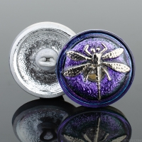 (18mm) Round Dragonfly Electric Tanzanite Purple and Blue Iridescent with Platinum Paint