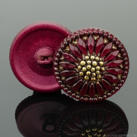 (18mm) Round Sunflower Red Antiqued with Gold Paint
