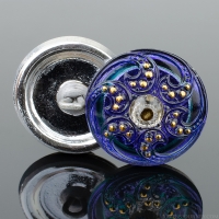 (18mm) Round Jewel Spiral Tanzanite Purple and Blue with Gold Paint 1 piece Minimum *Last Unit Remaining*