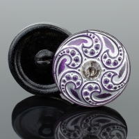 (18mm) Round Jewel Spiral Amethyst Purple with Silver Wash