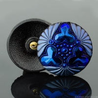 (36mm) Round Triple Clover Royal Blue Luster with Metallic Matte Finish