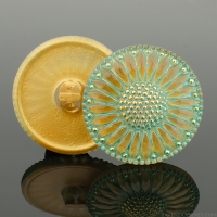 (32mm) Round Sunflower Gold with Aqua Wash and Gold Paint