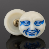 (17mm) Moon Face Ivory White with Sapphire Blue Wash
