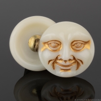 (17mm) Moon Face Ivory White with Gold Wash 6 Button Minimum Order *Last Unit Remaining*