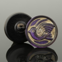 (18mm) Round Bird Design Purple Antiqued