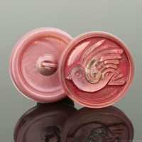 (18mm) Round Bird Design Tourmaline Pink with Pink Wash