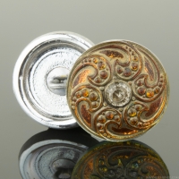 (18mm) Round Jewel Spiral Golden Orange Iridescent Finish Antiqued