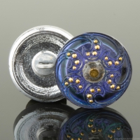 (18mm) Round Jewel Spiral Tanzanite Purple Blue with Gold Paint