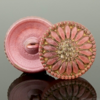 (18mm) Round Sunflower Tourmaline Pink Antiqued