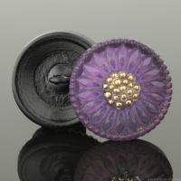 (18mm) Round Sunflower Purple with Gold Paint