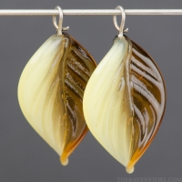 Lampwork Leaf (18mm) Topaz and Yellow Opal